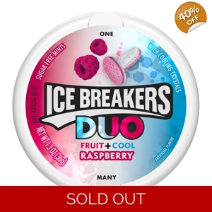 Ice Breakers Duo Raspberry Mints - Sugar Free Candy Sweets - 36g Tin